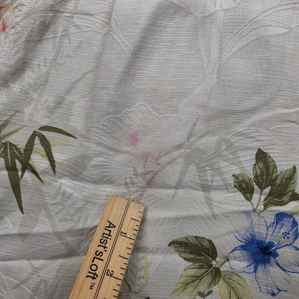 Tommy Bahama Shirt Mens XL Cream Blue 100% Silk Jacquard Floral Camp Tropical - Picture 10 of 11